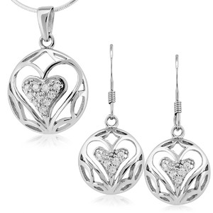 Srebrny komplet biżuterii z cyrkoniami 361286