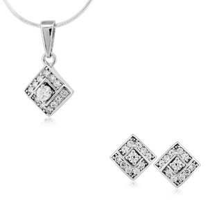 Srebrny komplet biżuterii z cyrkoniami 361392