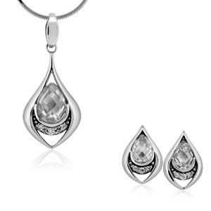 Srebrny komplet biżuterii z cyrkoniami 363266