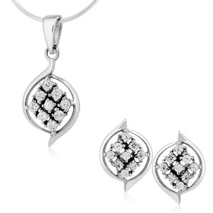 Srebrny komplet biżuterii z cyrkoniami 361262