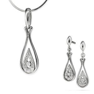 Srebrny komplet biżuterii z cyrkoniami 363396