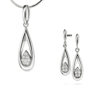 Srebrny komplet biżuterii z cyrkoniami 363402